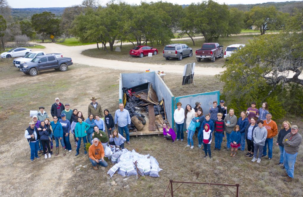 Drone image of the cleanup crew