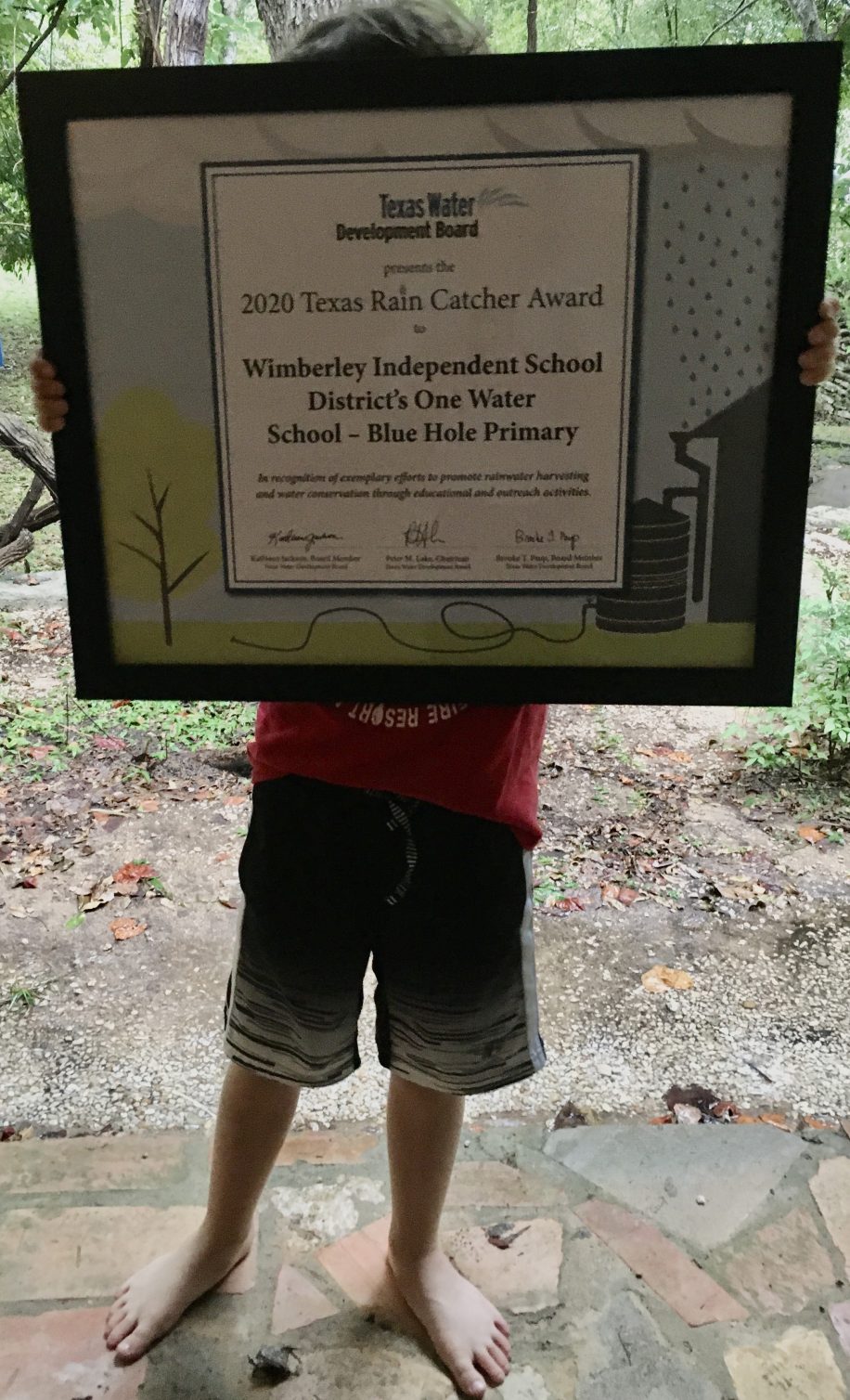 Blue Hole Primary wins TWDB Rain Catcher Award The Watershed Association